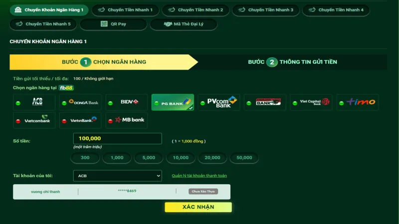 Hướng dẫn tạo lệnh nạp v&agrave; r&uacute;t tiền nhanh ch&oacute;ng tại Fb88