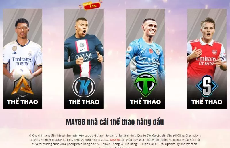 Nổi bật nhất tại May88 phải kể đến c&aacute; cược b&oacute;ng đ&aacute;